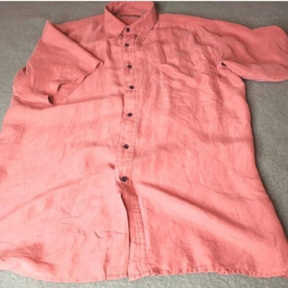 Robert Stock 100% Silk Short Sleeve Button Up Collar Shirt Men's Size Medium - Picture 1 of 8